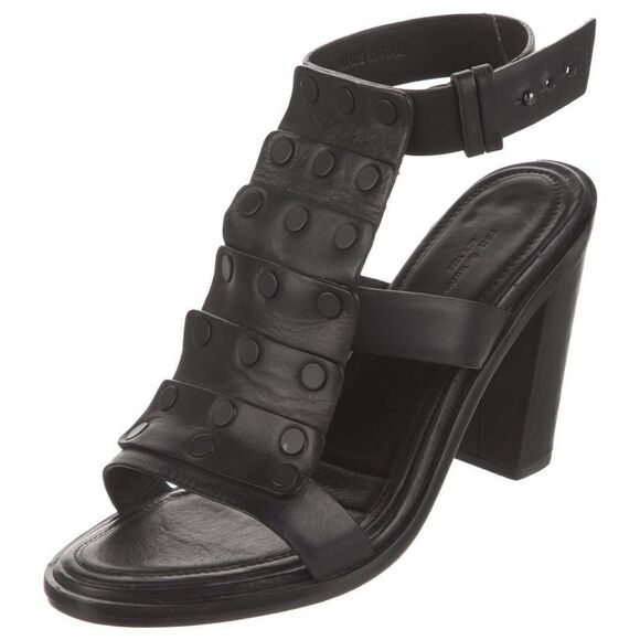 Rag & Bone Deane Leather T-Strap Sandals Stacked Heel - Picture 2 of 16